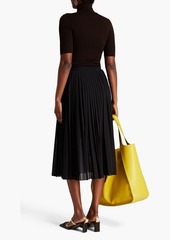 Jil Sander - Pinstriped cotton-blend poplin and chiffon midi skirt - Black - FR 34