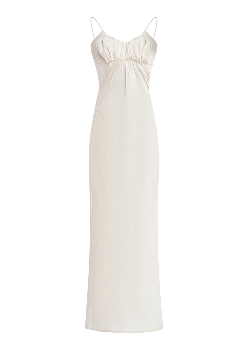 Jil Sander - Gathered Cupro-Blend Midi Dress - Ivory - EU 36 - Moda Operandi