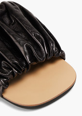 Jil Sander - Gathered metallic leather slides - Black - EU 36