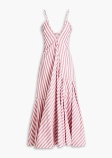 Jil Sander - Gathered striped cotton-poplin maxi dress - Pink - FR 34