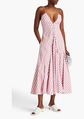 Jil Sander - Gathered striped cotton-poplin maxi dress - Pink - FR 34