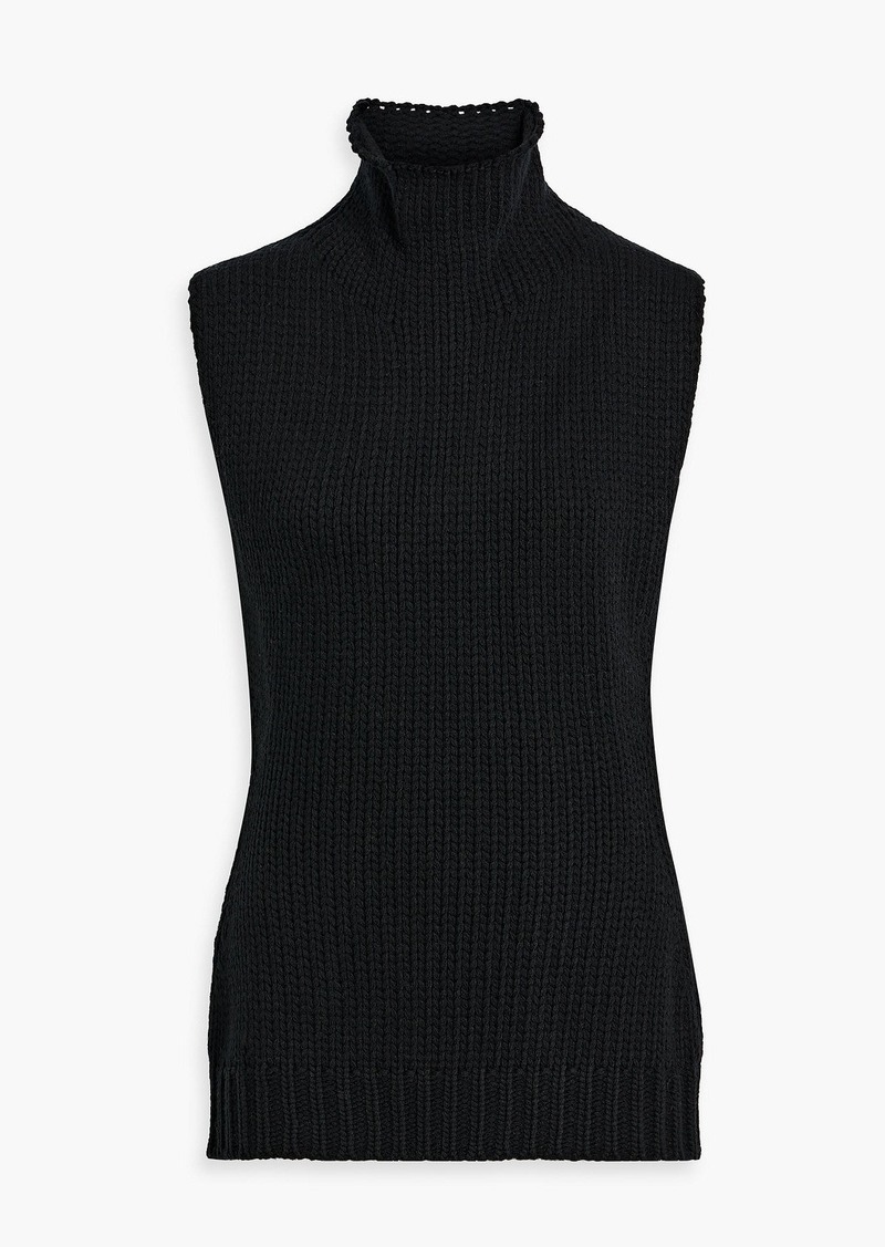 Jil Sander - Open-back ribbed wool turtleneck vest - Black - FR 38