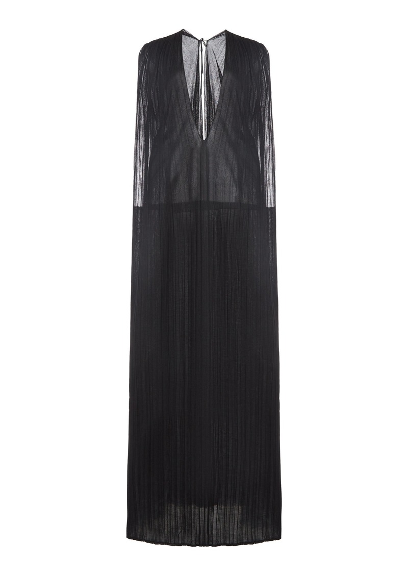Jil Sander - Pleated Silk Maxi Dress - Black - EU 34 - Moda Operandi