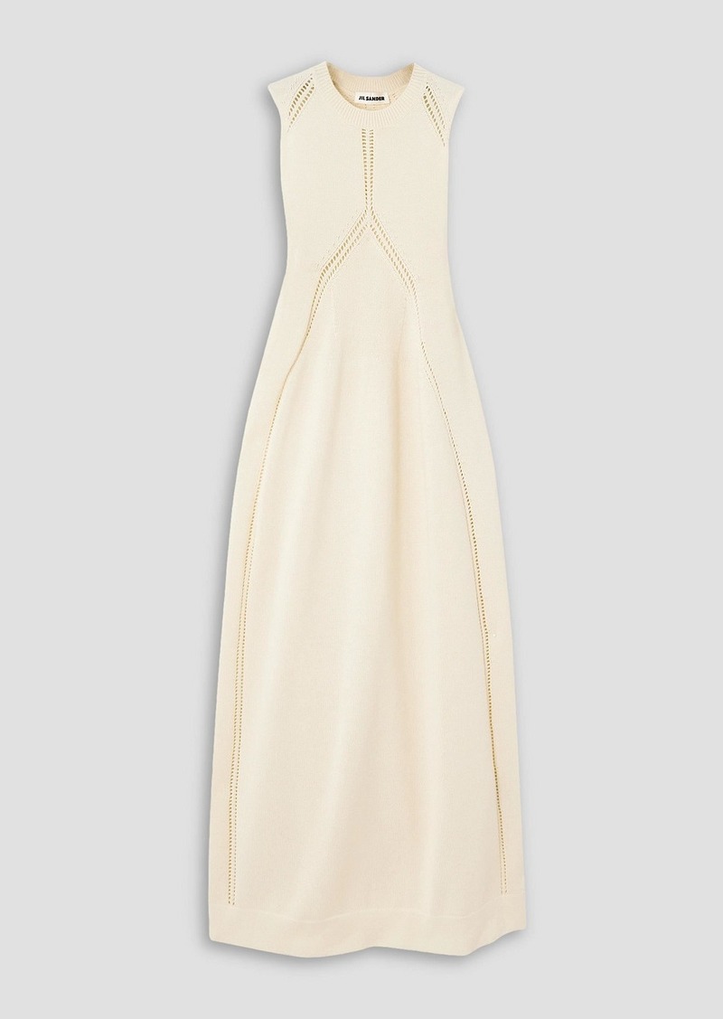 Jil Sander - Pointelle-knit wool and cotton-blend maxi dress - White - FR 42