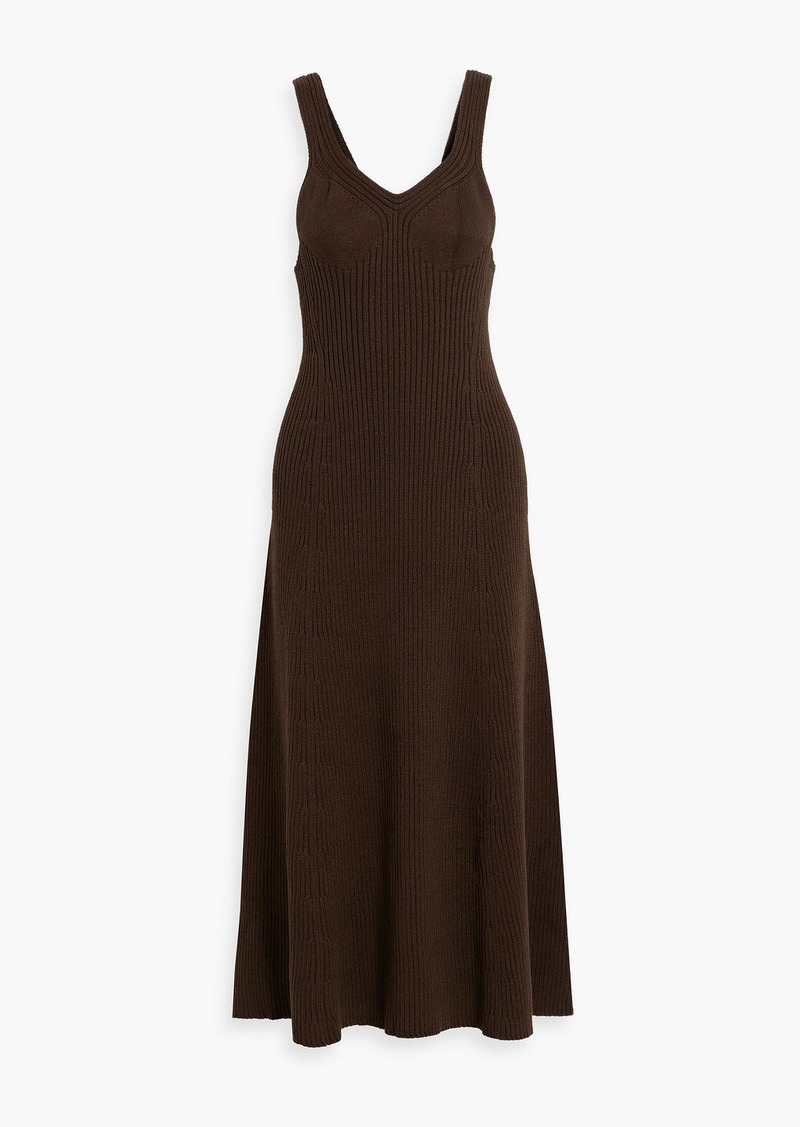 Jil Sander - Ribbed cotton-blend midi dress - Brown - FR 36