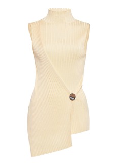 Jil Sander - Ribbed-Knit Sleeveless Wrap Top - Neutral - EU 38 - Moda Operandi