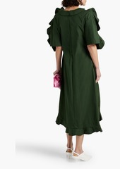 Jil Sander - Ruffled cotton-taffeta midi dress - Green - FR 36