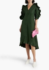 Jil Sander - Ruffled cotton-taffeta midi dress - Green - FR 36