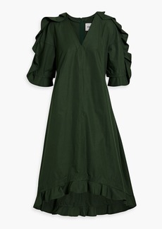 Jil Sander - Ruffled cotton-taffeta midi dress - Green - FR 36