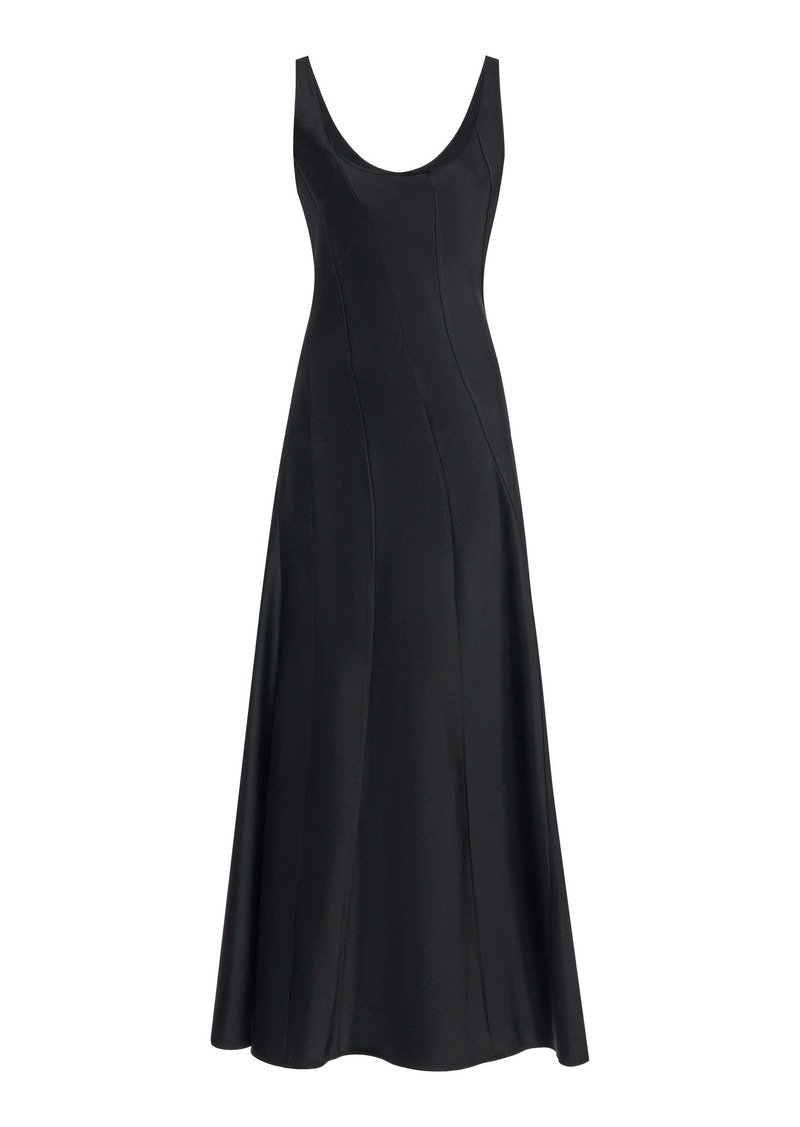 Jil Sander - Scoop Neck Satin Maxi Dress - Black - EU 36 - Moda Operandi