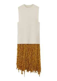 Jil Sander - Sequin Fringed Midi Dress  - Gold - EU 34 - Moda Operandi