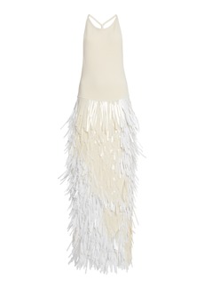 Jil Sander - Sleeveless Fringed Maxi Dress - Ivory - EU 34 - Moda Operandi
