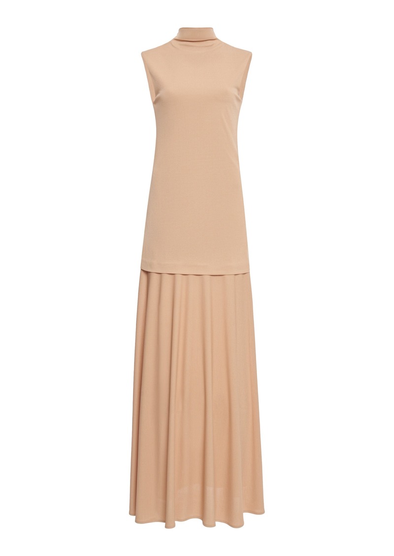 Jil Sander - Sleeveless Jersey Turtleneck Maxi Dress - Brown - EU 38 - Moda Operandi