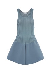 Jil Sander - Sleeveless Ribbed-Knit Peplum Top - Blue - EU 38 - Moda Operandi