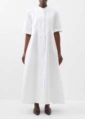 Jil Sander - Stand-collar Cotton-poplin A-line Maxi Dress - Womens - White