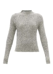 Jil Sander - Stand-neck Ribbed Cotton-mouline Sweater - Womens - Grey White