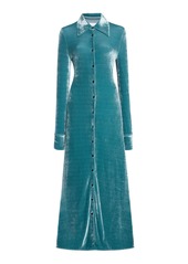 Jil Sander - Velvet Maxi Shirt Dress - Green - EU 32 - Moda Operandi