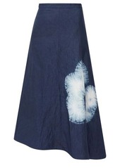 Jil Sander Asymmetric shibori-dyed canvas midi skirt