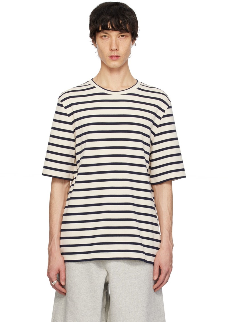 Jil Sander Beige & Navy Multistripe T-Shirt