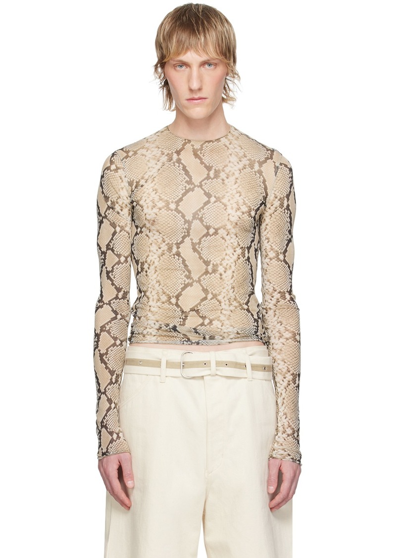 Jil Sander Beige Printed Long Sleeve T-Shirt