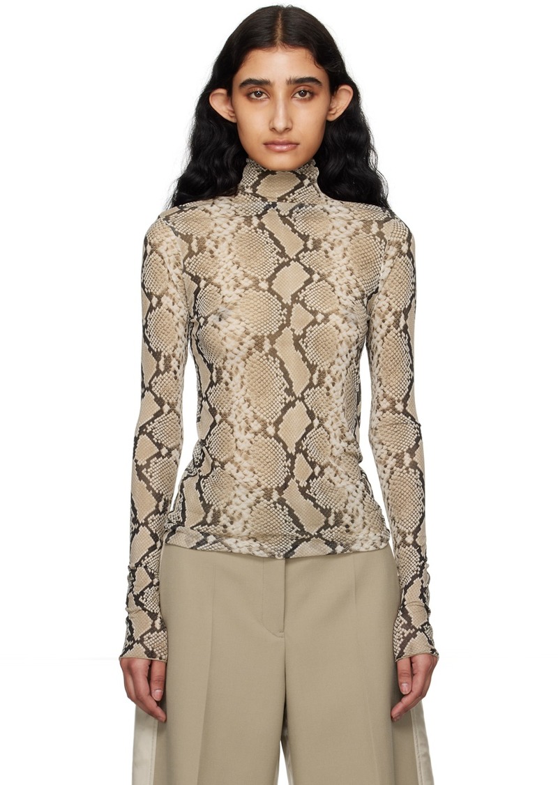 Jil Sander Beige Printed Turtleneck