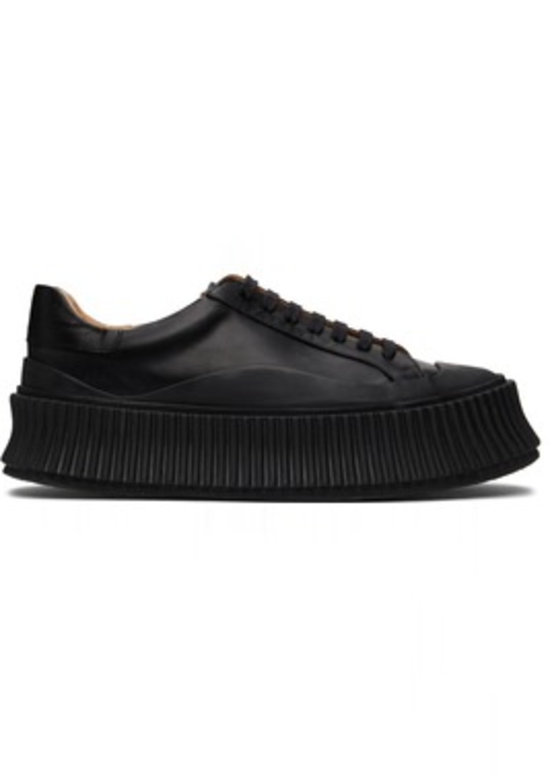 Jil Sander Black Agnellato Platform Sneakers