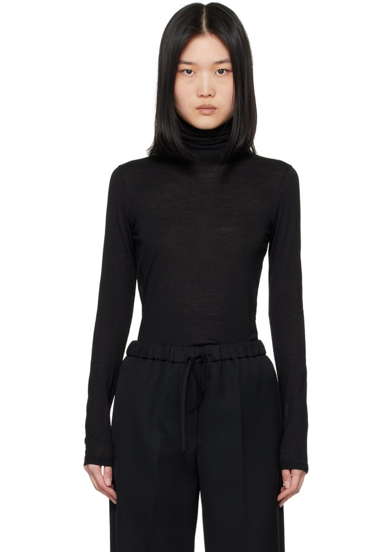 Jil Sander Black Bonded Logo Turtleneck