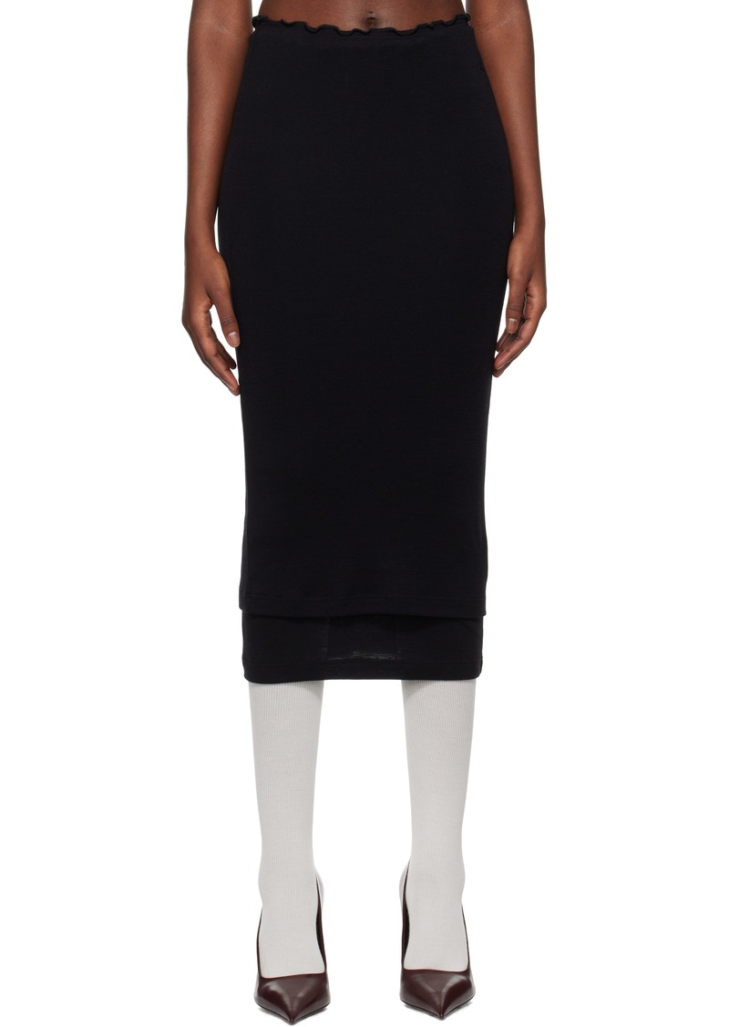 Jil Sander Black Double Layer Midi Skirt