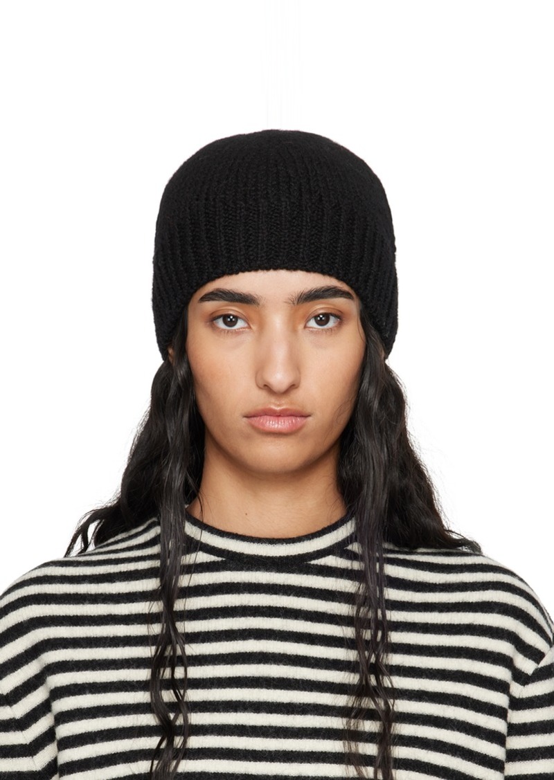 Jil Sander Black Irregular Texture Wool Beanie