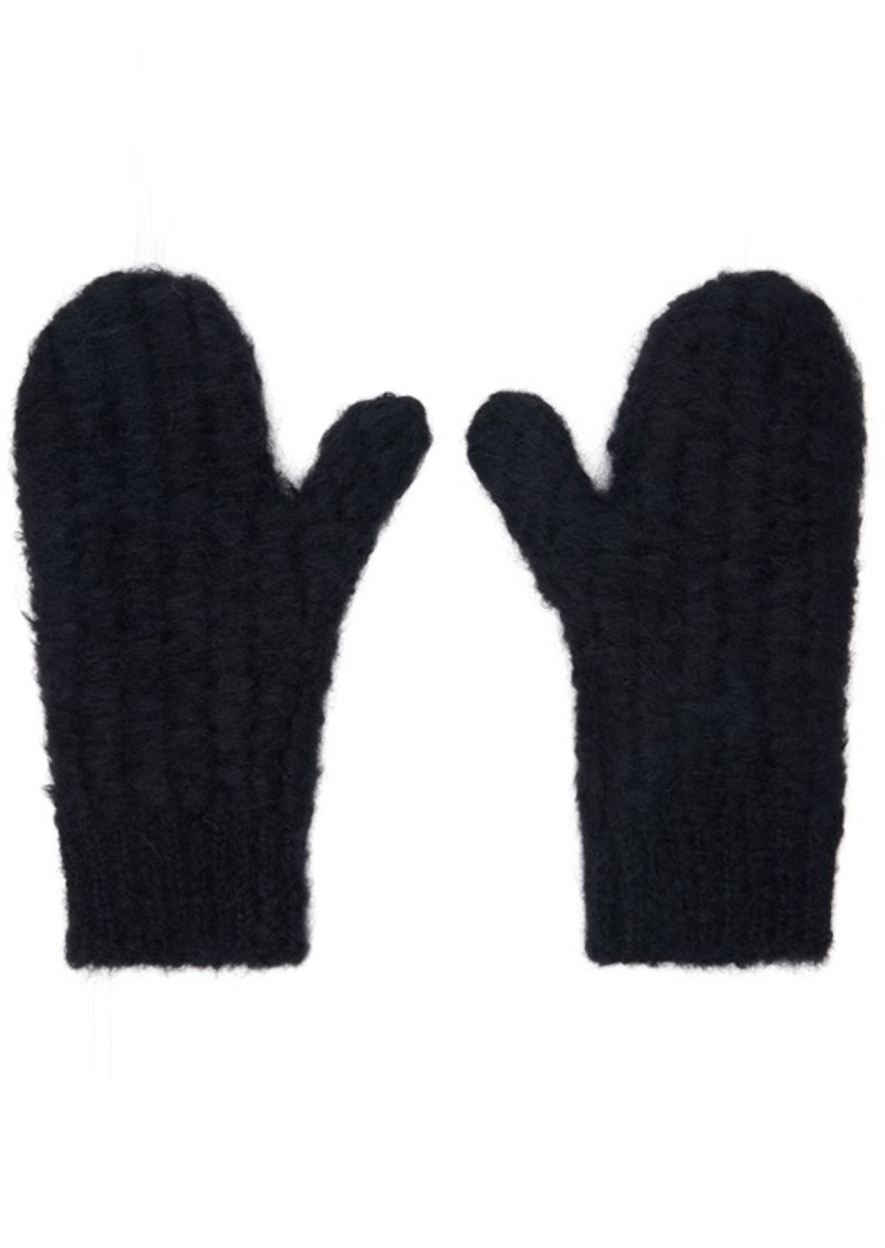 Jil Sander Black Mohair & Alpaca Mittens