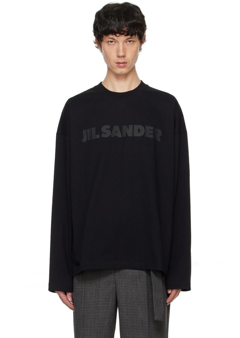 Jil Sander Black Printed-Logo Long Sleeve T-Shirt