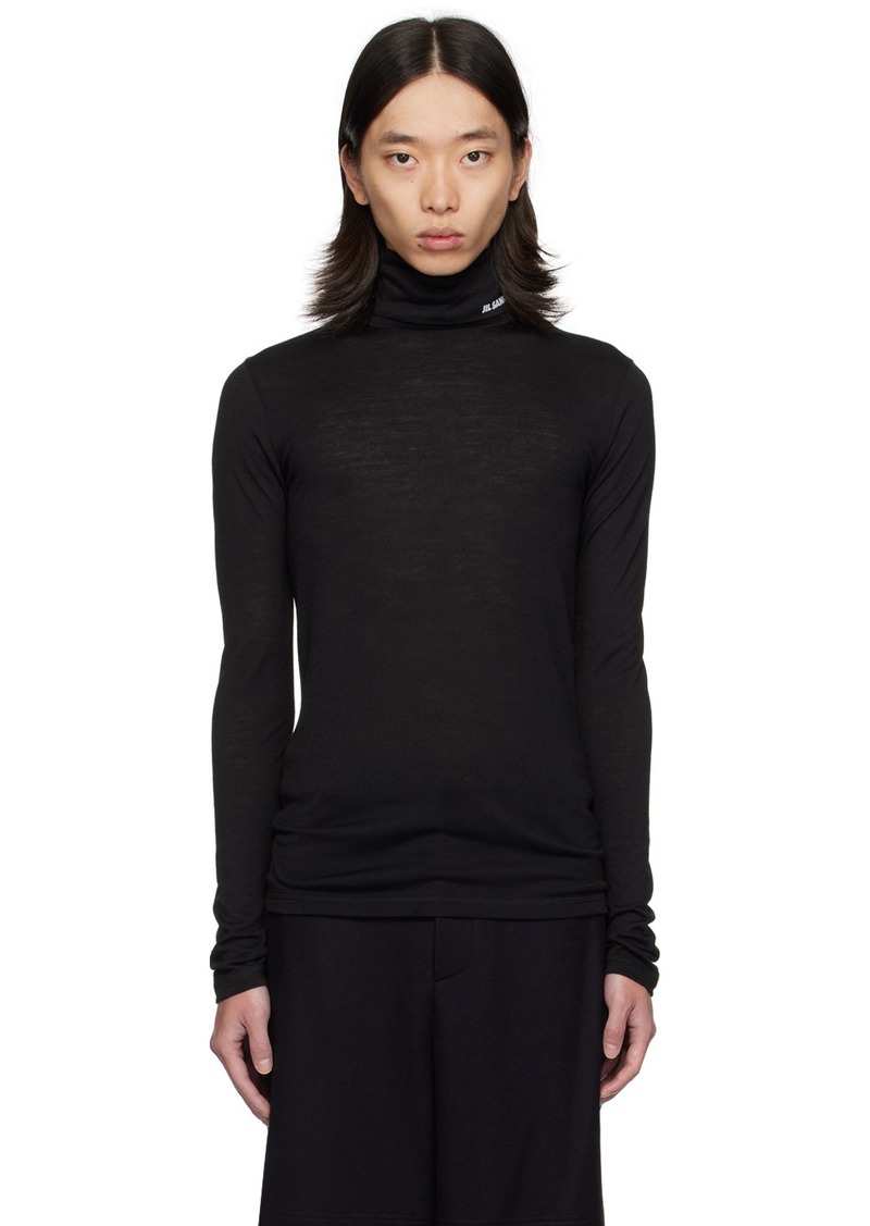 Jil Sander Black Printed Logo Turtleneck