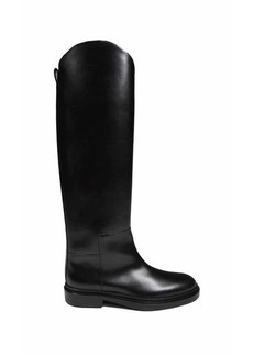 JIL SANDER Black real leather knee-high boots Jil Sander