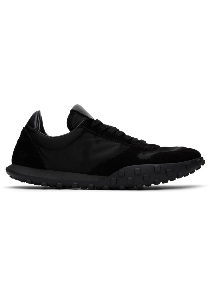 Jil Sander Black Shiny Nylon & Suede Sneakers