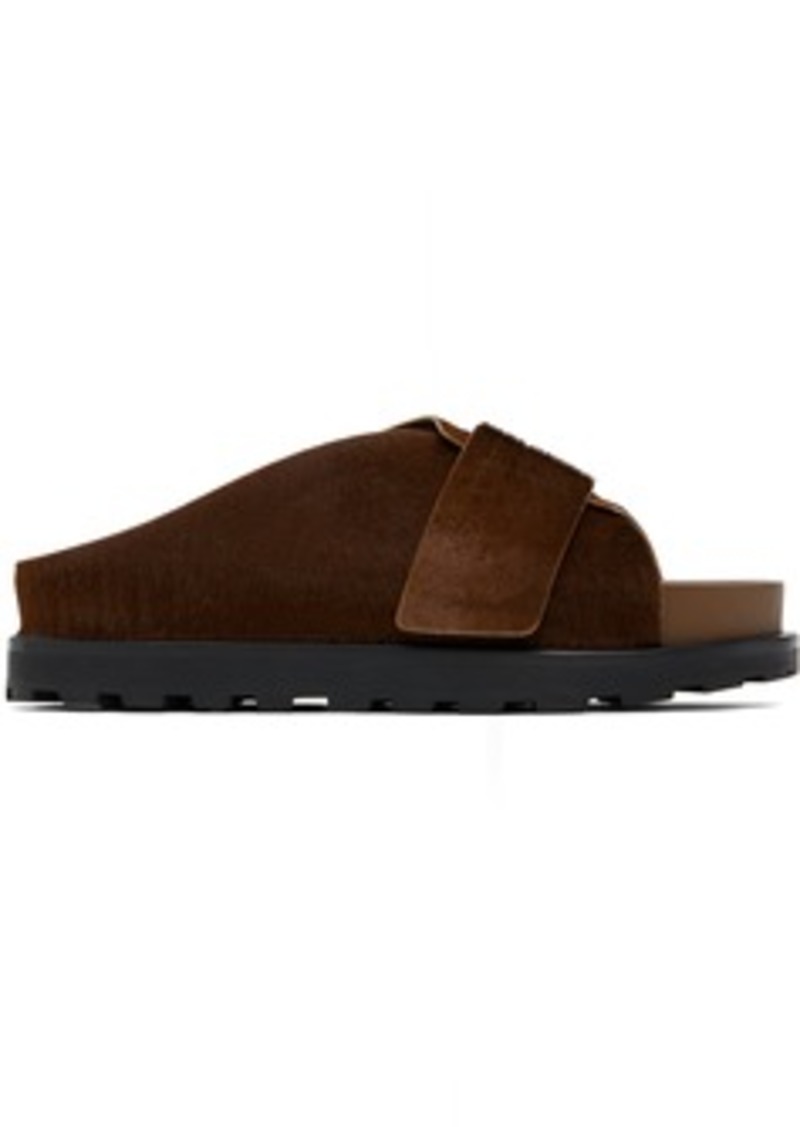 Jil Sander Brown Velcro Sandals