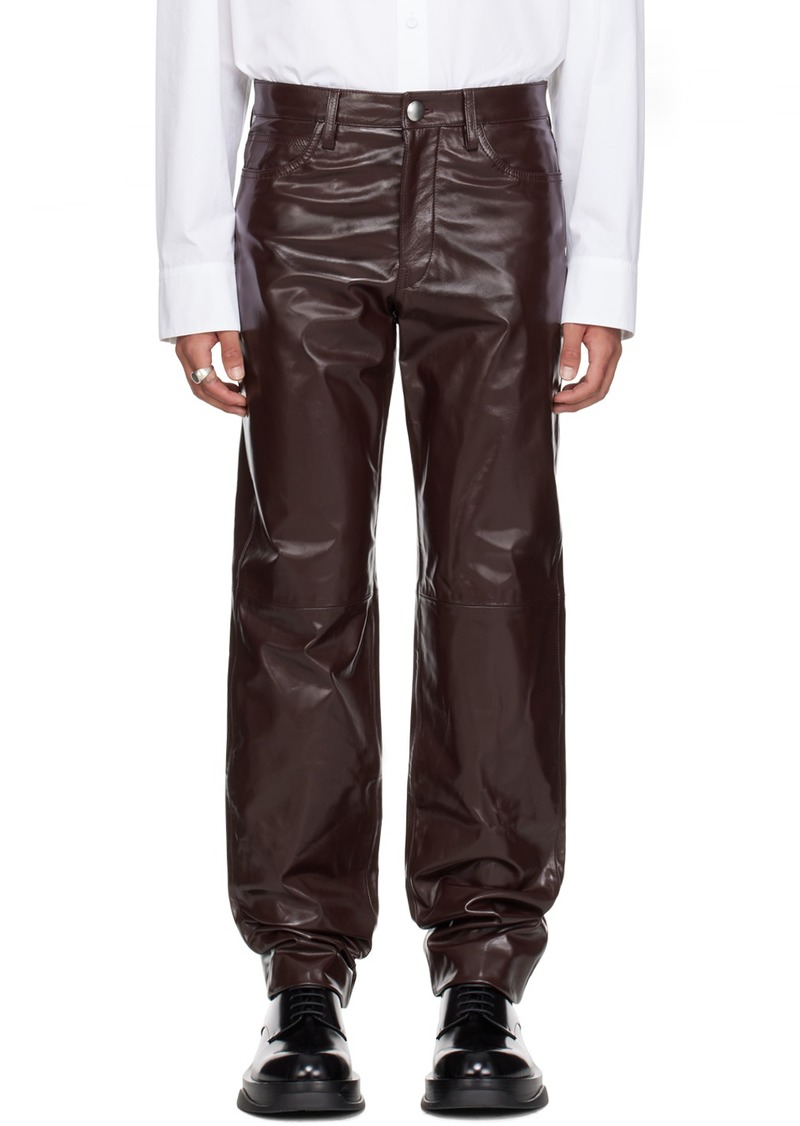 Jil Sander Burgundy Patent Leather Pants