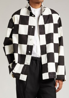 Jil Sander Checkerboard Print Blouson Jacket