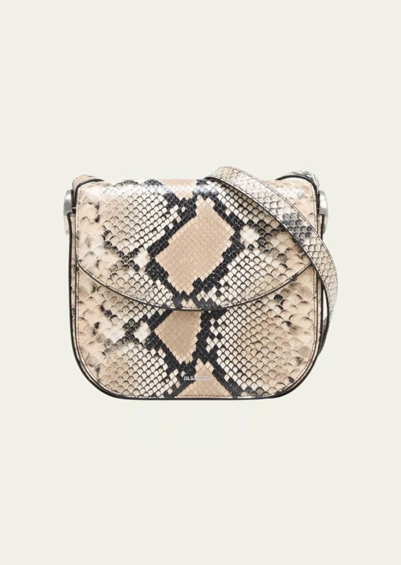 Jil Sander Coin Medium Python-Print Leather Crossbody Bag