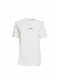JIL SANDER Cream short-sleeved T-shirt with logo print Jil Sander