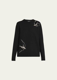 Jil Sander Cutout Sequined Bird Wool Sweater