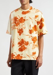 Jil Sander Dégradé Floral Print Cotton T-Shirt