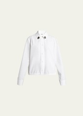 Jil Sander Embellished Collar Cotton Poplin Shirt