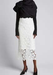 Jil Sander Floral Lace-Embroidered Midi Skirt