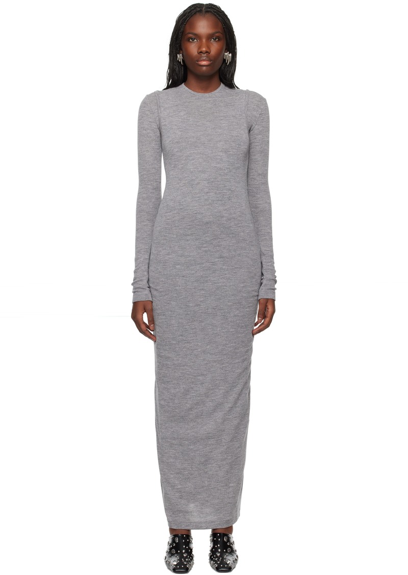 Jil Sander Gray Lightweight Slub Wool Maxi Dress