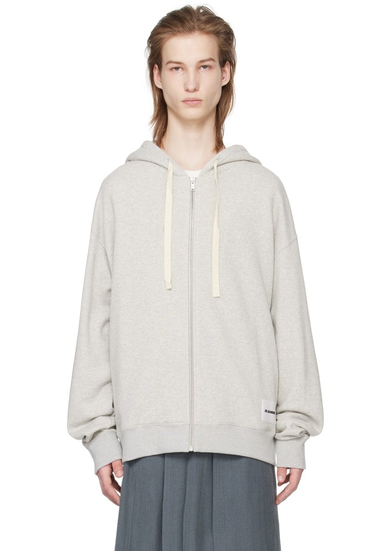 Jil Sander Gray Zip-Up Hoodie