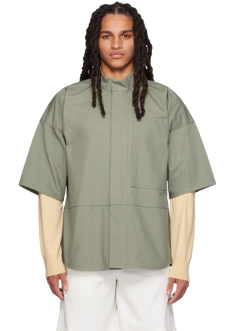 Jil Sander Green Paneled Shirt