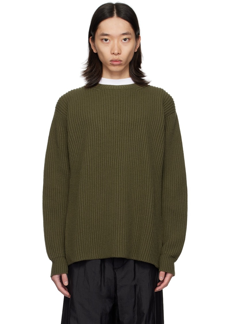 Jil Sander Khaki Ribbed Sweater