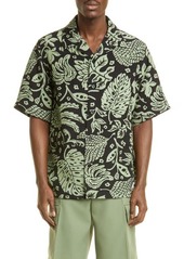 Jil Sander Men's Boxy Fit Floral Short Sleeve Button-Up Camp Shirt