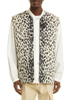 Jil Sander Men's Cheetah Print Wool & Cotton Fleece Vest in Beige at Nordstrom