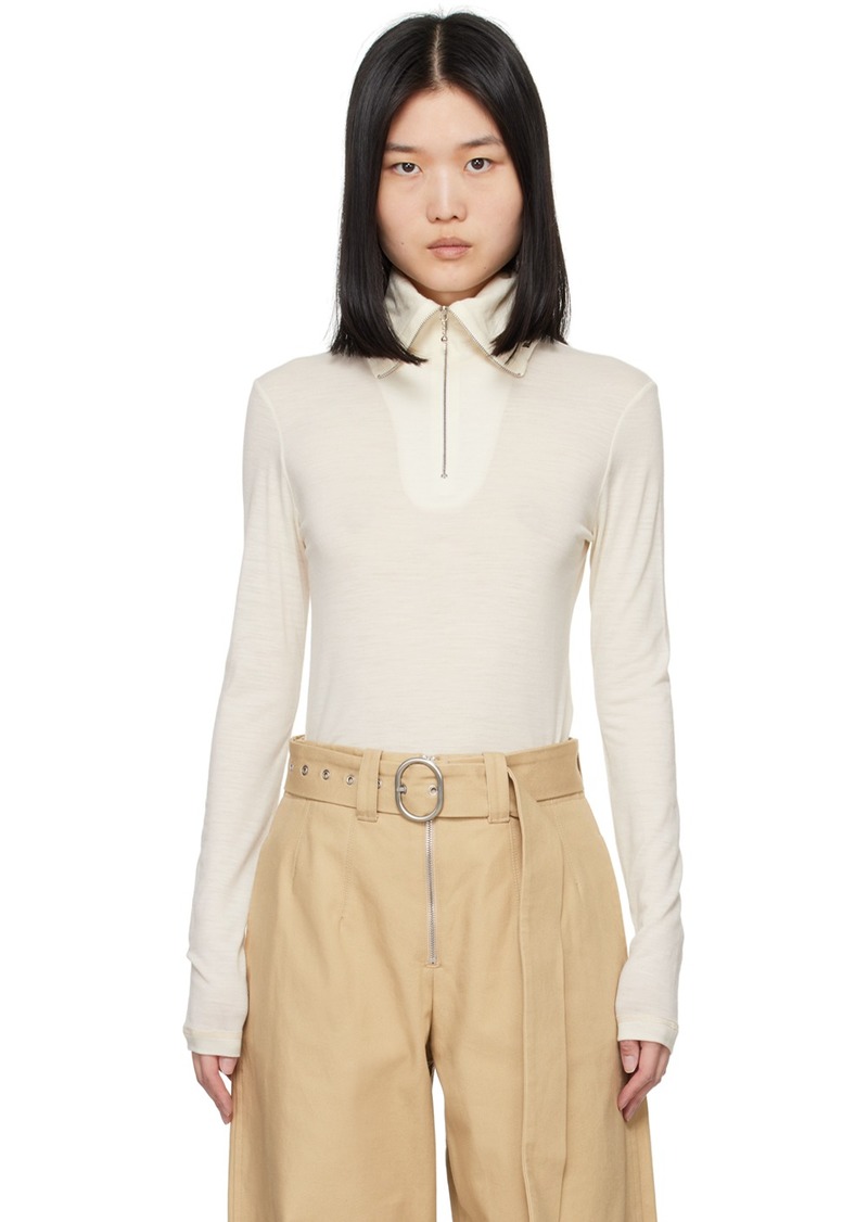 Jil Sander Off-White Half-Zip Long Sleeve Polo